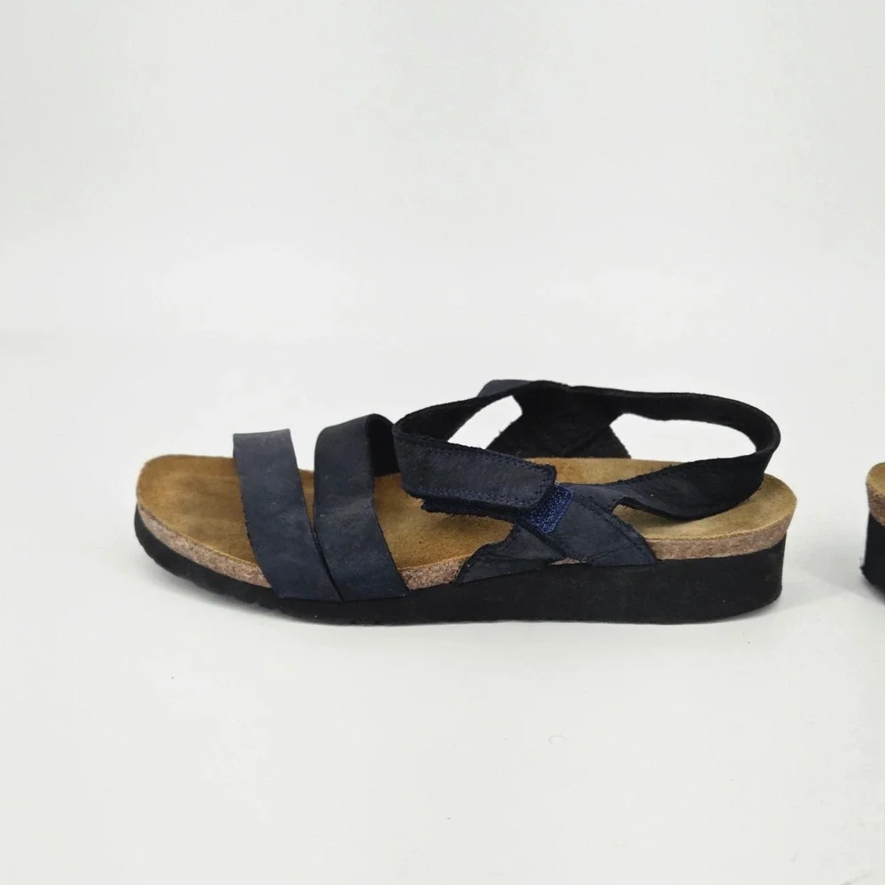 Naot Kayla Black Matte Strappy Cork Wedge Comfort Slingback Sandals Size EU 39